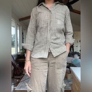 The Limited Gray Plaid Cotton Shirt